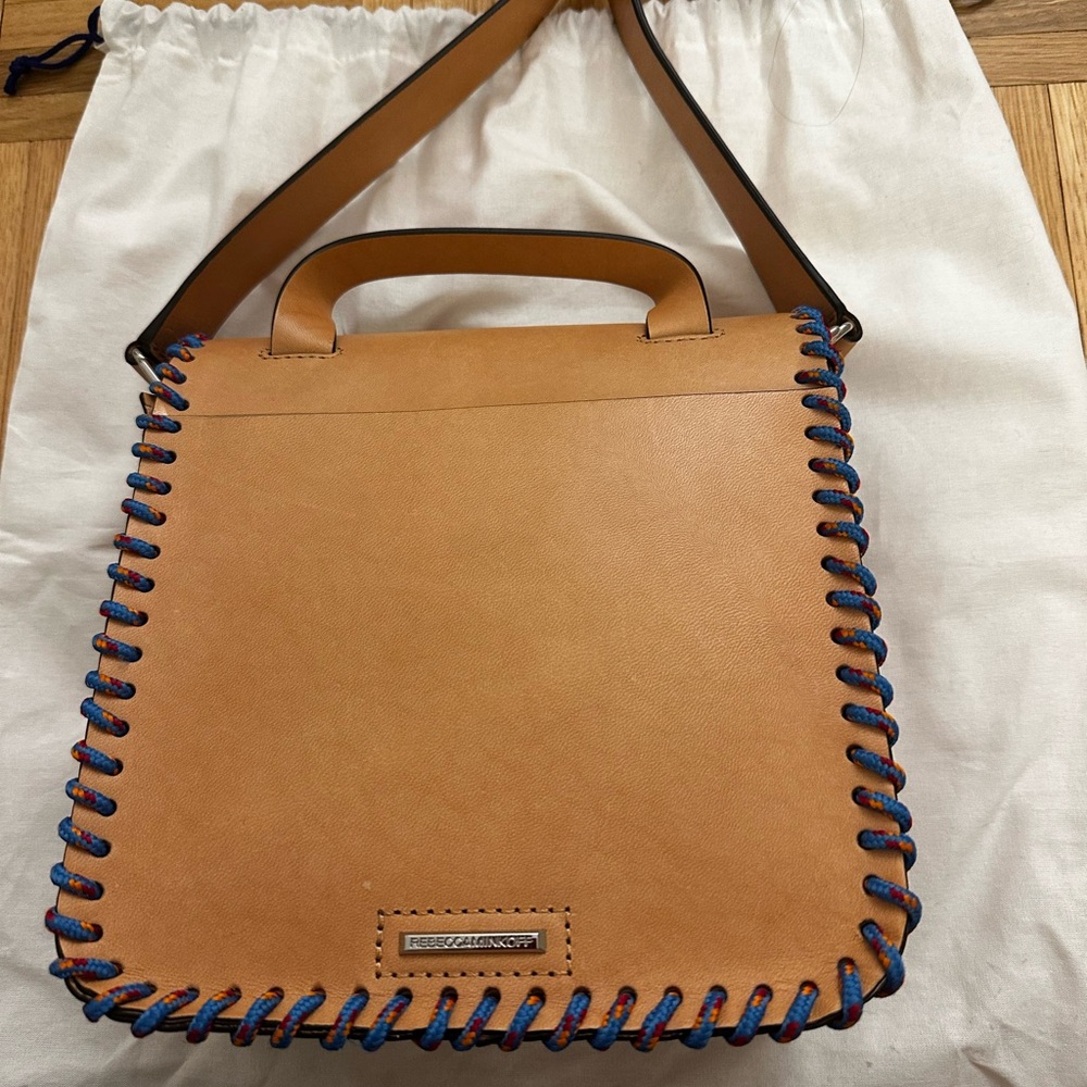 Rebecca Minkoff Tan Crossbody Bag with Blue Accents - Picture 3 of 6